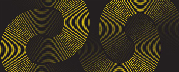 Abstract black background with yellow circle lines. Digital future technology concept. vector illustration