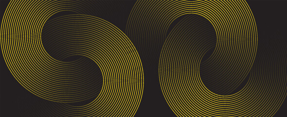 Abstract black background with yellow circle lines. Digital future technology concept. vector illustration