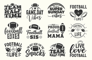 Fototapeta premium football life snacks halftime and family game day quote bundle