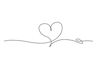 Fototapeta premium Valentine’s Day Hearts & Love Symbols One Line Art | Continuous Single Line Heart Drawings, Minimal Romantic Clipart