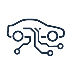 Automotive technology icon with circuit car