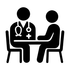Doctor consultation icon with patient