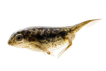 Fototapeta premium Sparkling uneased tadpole darting in crisp, pristine water showcasing lively fins.