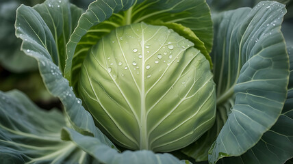 green cabbage in the garden image