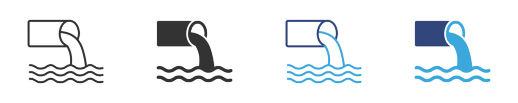 Water Pipe Icon Set. Plumbing and Flow Symbols. Drainage System Collection, Vector Illustration.