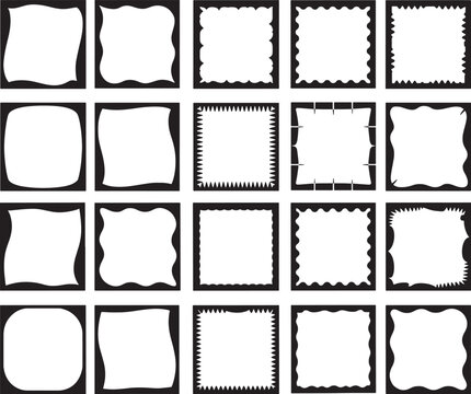 Black and White Decorative Vector Frame Set with Unique Border Designs
