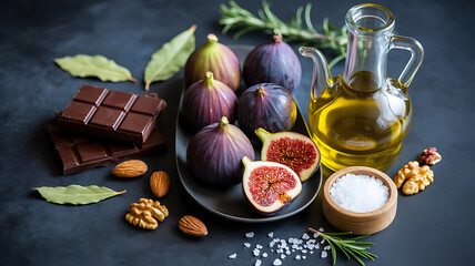 Gourmet Fig and Olive Oil Still Life image