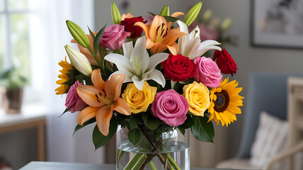 bouquet of tulips in a vase image isolated background
