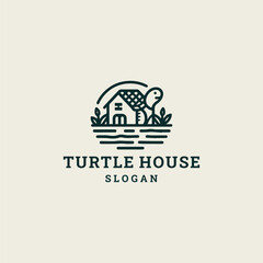 Obraz premium Turtle house logo style icon design template vector illustration