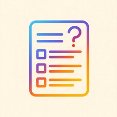 Question mark icon on a checklist with gradient colors symbolizing inquiry and decision making process