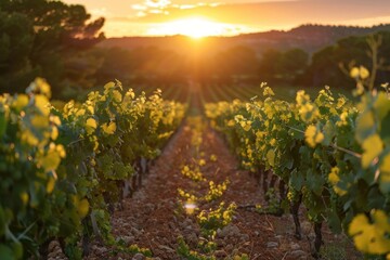 Obraz premium Vineyard ready for harvesting landscape outdoors nature.