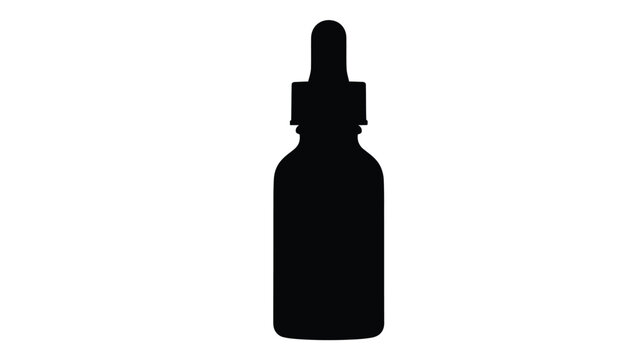 A black dropper bottle isolated on a white background a striking silhouette