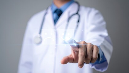 doctor selecting smile icon on hologram ui representing patient satisfaction health service