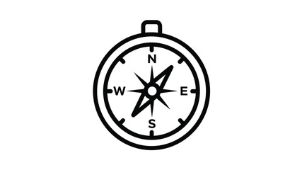 Simple black and white compass icon directional points clearly marked silhouette