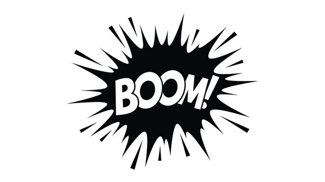 Comic book explosion with the word boom a dramatic visual silhouette