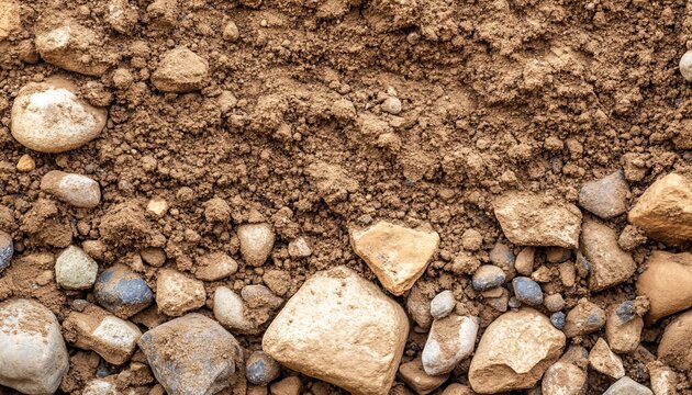 Coarse Gritty Terrain for Landscaping in Brown Hues with Rock Components and Textured Background