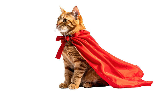 A majestic cat wearing a red cape sitting proudly with a regal demeanor and confident gaze, J (701).png