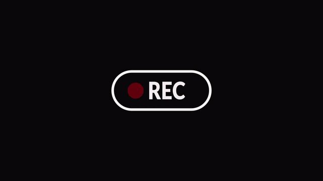 Camera recording screen interface with rec indicator record icon animation , record button. 4k video alpha channel