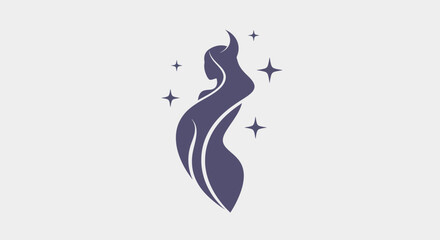 Fototapeta premium Abstract silhouette of a woman with stars