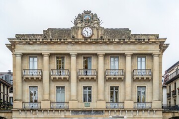 Neoclassical Facade of Old Town Hall (Casa Consistorial) in Constitution Square, San Sebastian