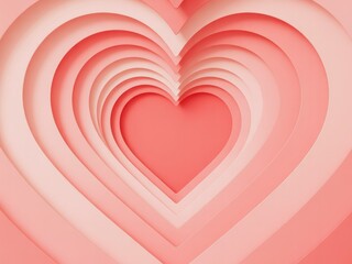 Concentric heart shapes in shades of pink and coral hearts love