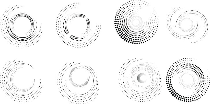 Halftone dots in circle form. round logo . vector dotted frame . design element
