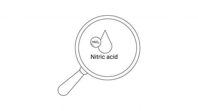 Nitric Acid Illustration - Chemical Compound and Magnifying Glass.