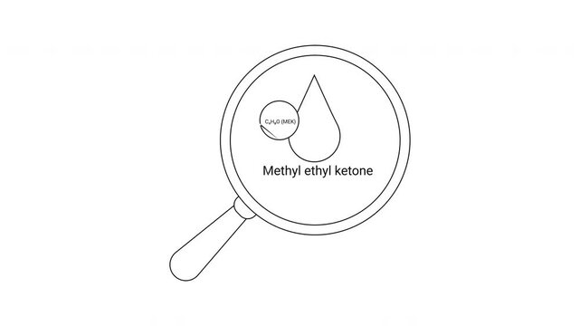 Methyl Ethyl Ketone Illustration - Chemical Compound Under Magnifying Glass.