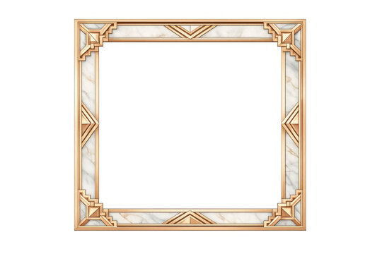 Gold and white marble art deco frame, a stylish geometric border for vintage design and luxury presentations on transparent background
