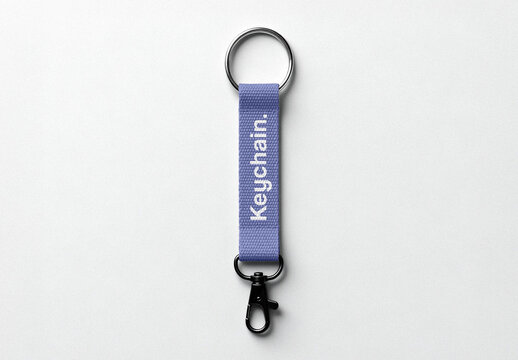 Strap Keychain Mockup with Carabiner