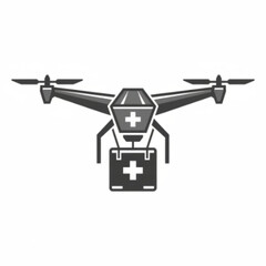 Medical Drone Delivery Service Icon with First Aid Kit
