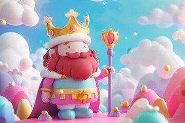 Fototapeta premium Cute king background cartoon representation celebration.