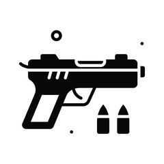 A modern glyph icon of gun violence, firearm crime and safety concerns