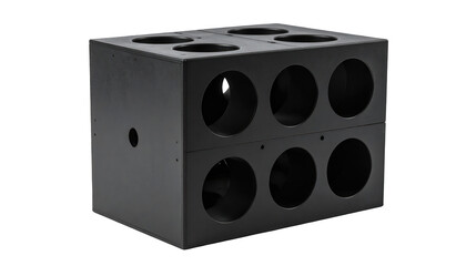 Obraz premium A black rectangular audio equipment with multiple circular openings viewed from an angle