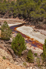 Riotinto opencast old mine river. Pena de hierro. Andalucia. Spain