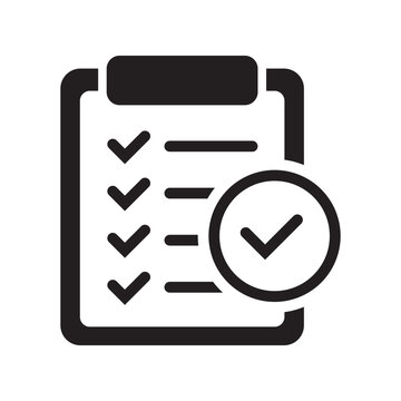 Clipboard Checklist Icon with Check Mark for Task Completion, Approval and Productivity Design