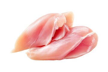 Raw chicken breast fillet pieces isolated on a transparent background, showcasing smooth texture and fresh appearance for culinary use or food preparation