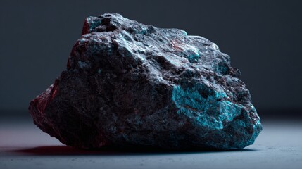 Raw mineral rock on dark background for geology specimen branding or natural material product photography with moody organic texture visual
