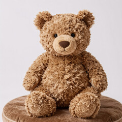 Obraz premium Adorable fluffy brown teddy bear in a seated position