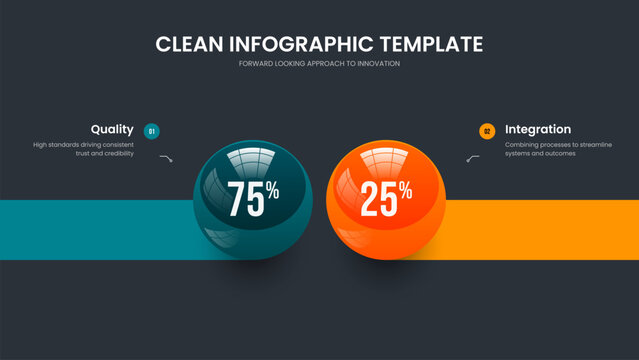 Financial Review Slide Design Vector Illustration. Sales Visualization 2 Option Diagram Frame Template. Corporate Launch Two Element Chart Slideshow Layout.