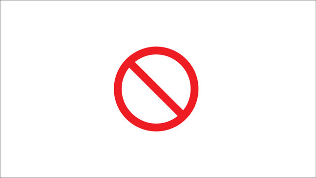 A simple red prohibition symbol featuring a circle with a diagonal line