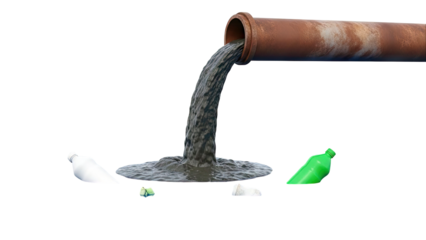 Pollution Discharge from Pipe into Water