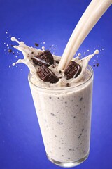 Creamy Cookie Milkshake Splash on Blue