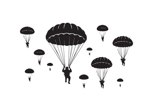 Paratroopers Jumping with Parachutes.