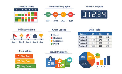 Fototapeta premium Collection of business infographics and charts for data visualization and planning