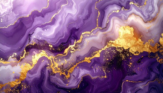 Agate waves of purple blend with gold inclusions, creating a luxurious marble-like effect