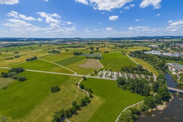 Ausblick auf die Region Cham im Tal des Schwarzen Regen in der Oberpfalz im Sommer