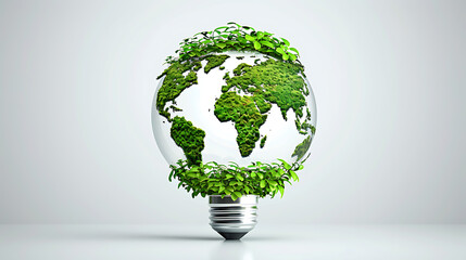 Green Earth Globe Light Bulb: Environmental Sustainability & Eco-Friendly Energy Concept
