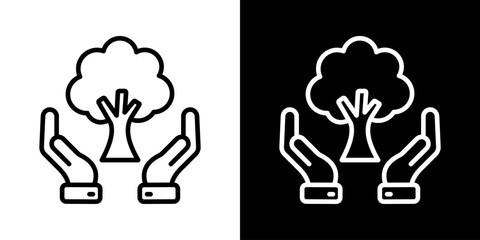 Obraz premium Tree Care Icon Of Line Black And White Style