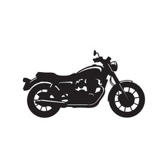 Obraz premium Motorcycle silhouette icon for biker club logo and transportation design isolated on white background classic vintage motorbike side view motor racing speed vehicle street ride power graphic element
